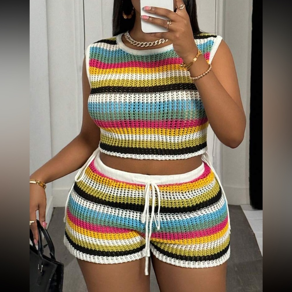 Colorful Striped Crochet Set